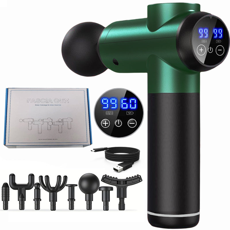 USB orqali zaryadlanadigan massaj quroli, portativ mushaklarni yengillashtirish uchun 8 ta almashtiriladigan bosh bilan.