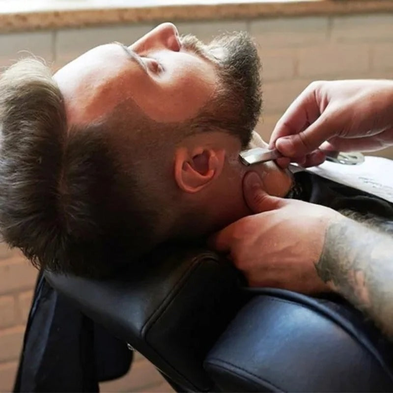 Men's Foldable Straight Razor for Hair Shaving Face Care with Replacement Blades