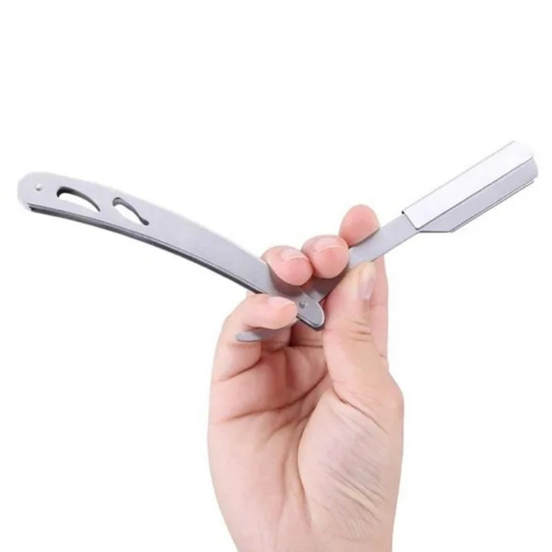 Men's Foldable Straight Razor for Hair Shaving Face Care with Replacement Blades