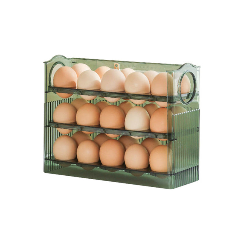 Caja de almacenamiento para huevos apilable, organizador de nevera giratorio, transparente, duradero, de ABS