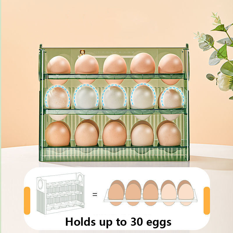 Caja de almacenamiento para huevos apilable, organizador de nevera giratorio, transparente, duradero, de ABS