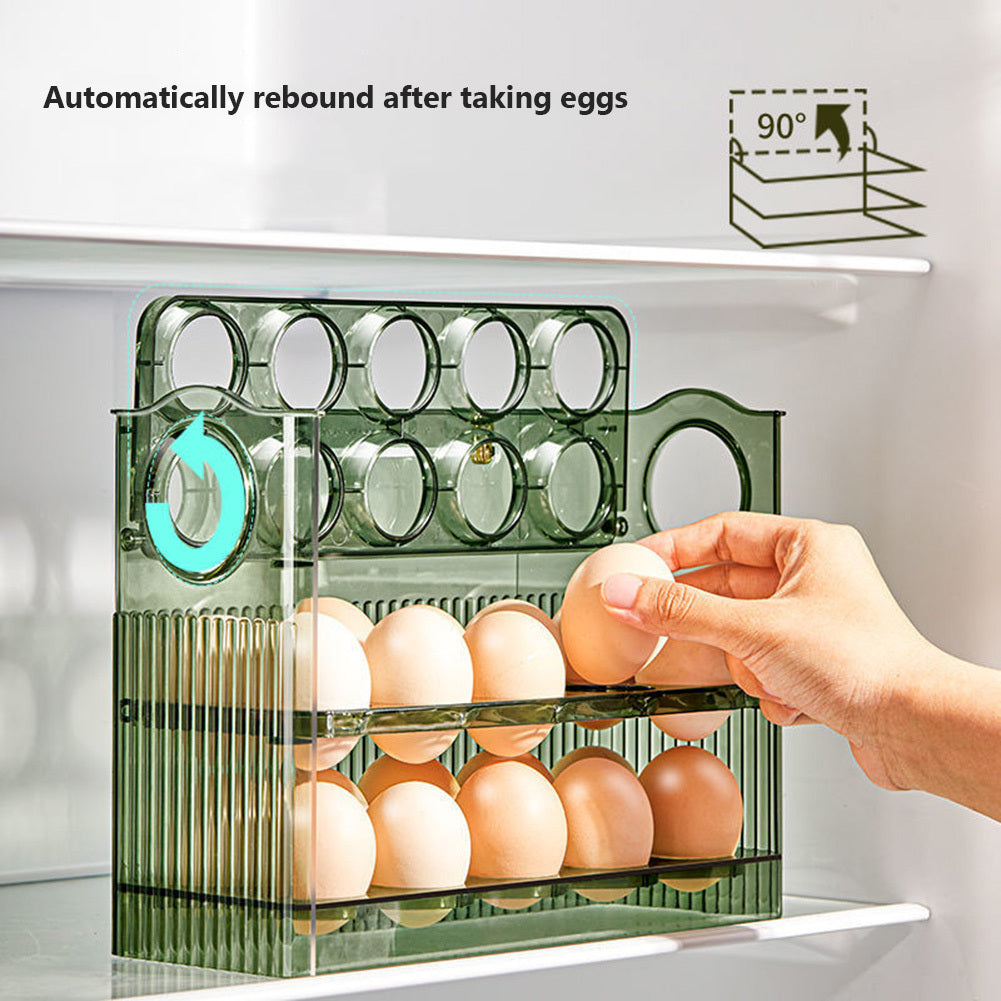 Caja de almacenamiento para huevos apilable, organizador de nevera giratorio, transparente, duradero, de ABS