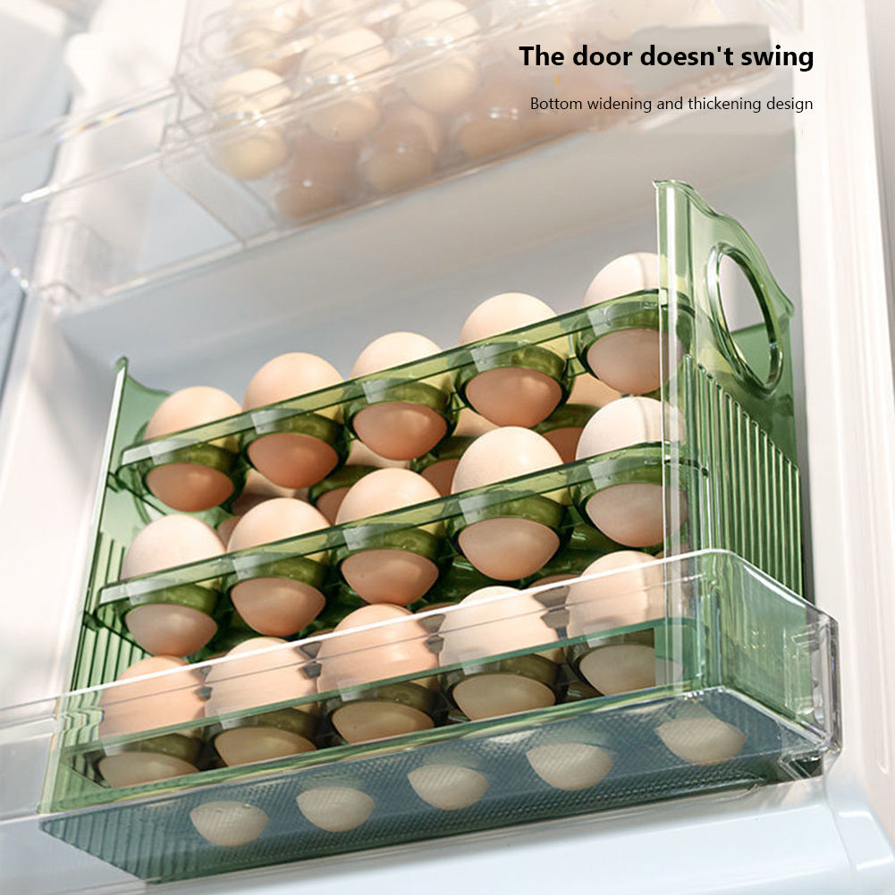 Caja de almacenamiento para huevos apilable, organizador de nevera giratorio, transparente, duradero, de ABS
