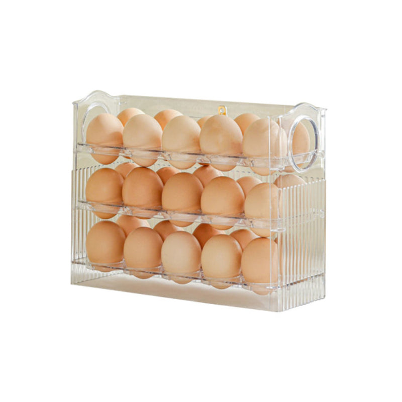 Caja de almacenamiento para huevos apilable, organizador de nevera giratorio, transparente, duradero, de ABS