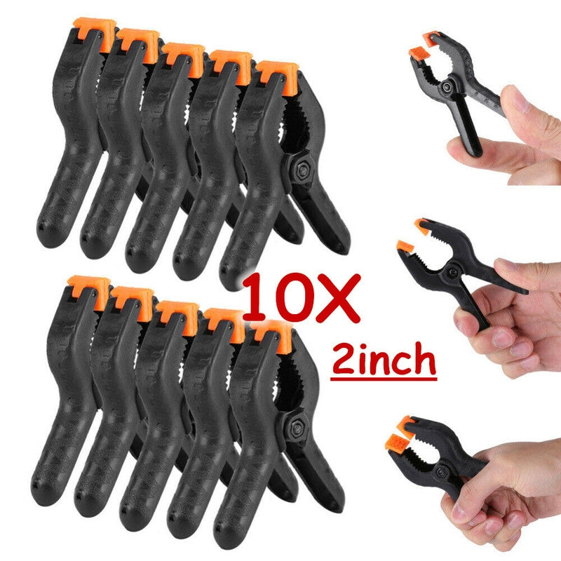 10 Pcs Plastic Spring Clamps 2 Inch Grip for DIY Woodworking Workbenches