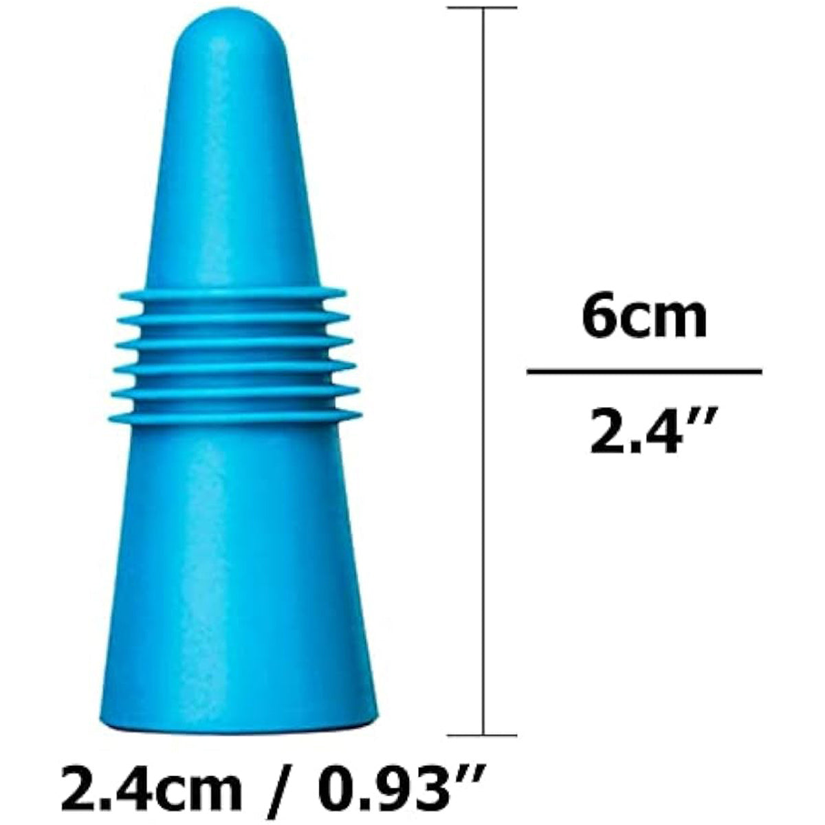 Set of 10 Tapered Silicone Wine Bottle Stoppers in Stainless Steel with Red Blue Orange Purple Black