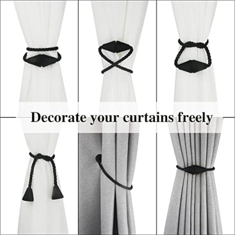 Set of 2 Handmade Rope Curtain Tiebacks for Decorative Drapes Living Room Window