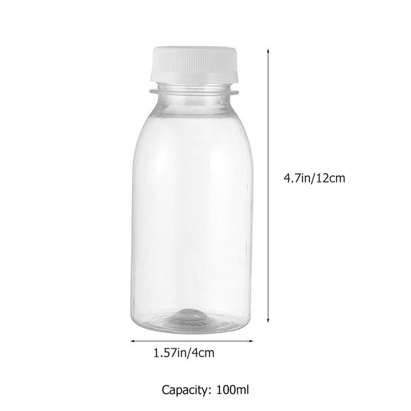 Set of 6 100ml Leakproof Plastic Milk Bottles for Juice and Beverages