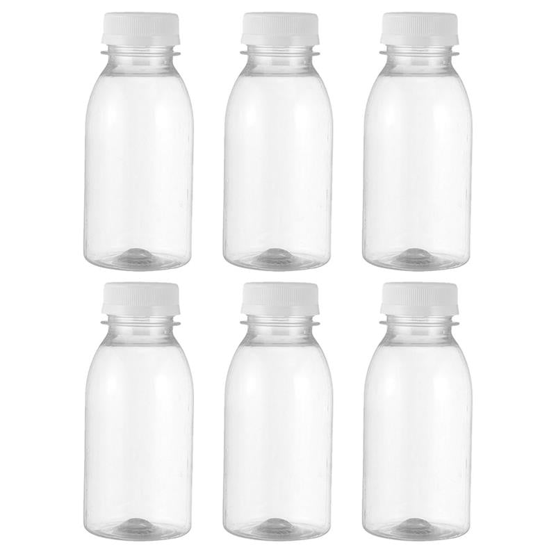 Set of 6 100ml Leakproof Plastic Milk Bottles for Juice and Beverages
