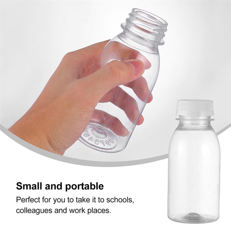 Set of 6 100ml Leakproof Plastic Milk Bottles for Juice and Beverages