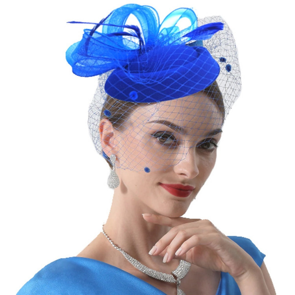 Ayollar uchun vintage qushqo‘nmas va tarmoq shlyapa bilan bezatilgan gullar va kichik shlyapa aksessuari bilan bosh band