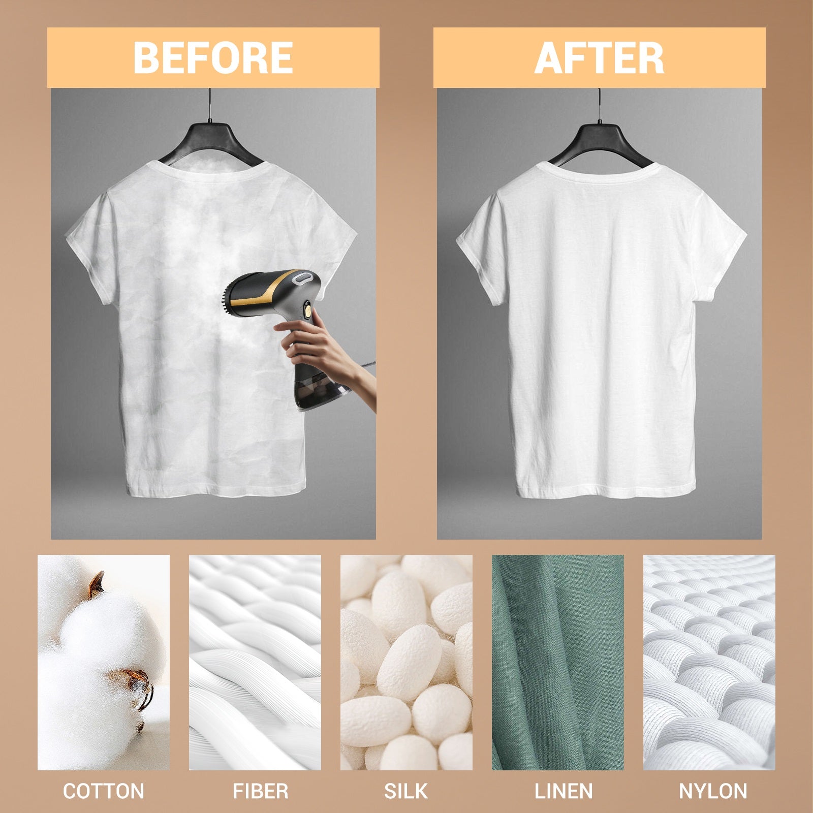 Handheld Garment Steamer 1500W Portable Iron with 300ml Water Tank for Home Travel