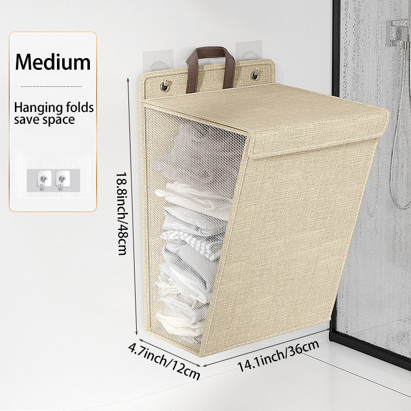 Large Collapsible Laundry Basket Non-Woven Tall Clothes Hamper with Handles