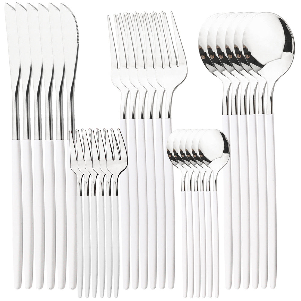 30-Piece Stainless Steel Cutlery Set with Gold and Black Finish Dishwasher Safe