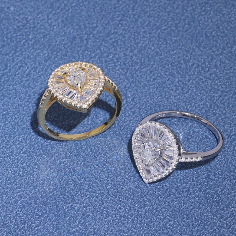 Kumush yoki Oltin Suv tomchi uzuk 1 Karat Moissanit tosh bilan zamonaviy zargarlik sovgʻasi