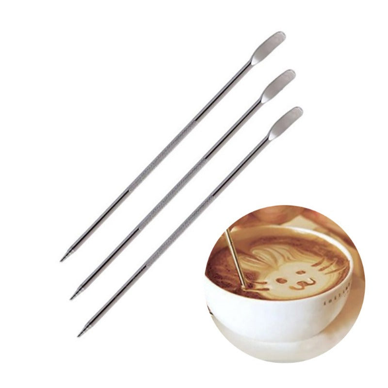 Stainless Steel Latte Art Pen for Cappuccino and Espresso Decorating