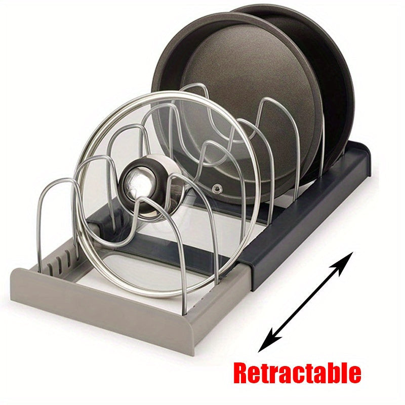 Expandable Pan Dish Holder Stand with 7 Dividers and Adjustable Lid Shelf