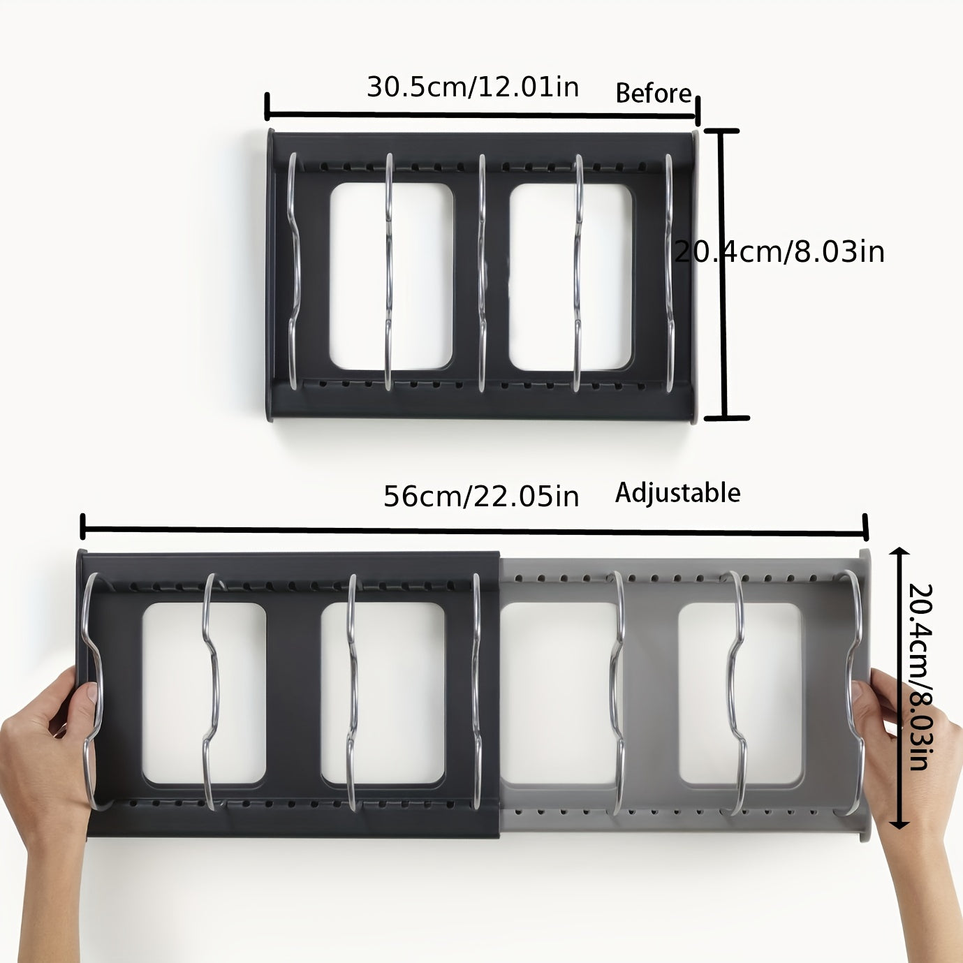 Soporte para platos con divisores y estante ajustable para tapas