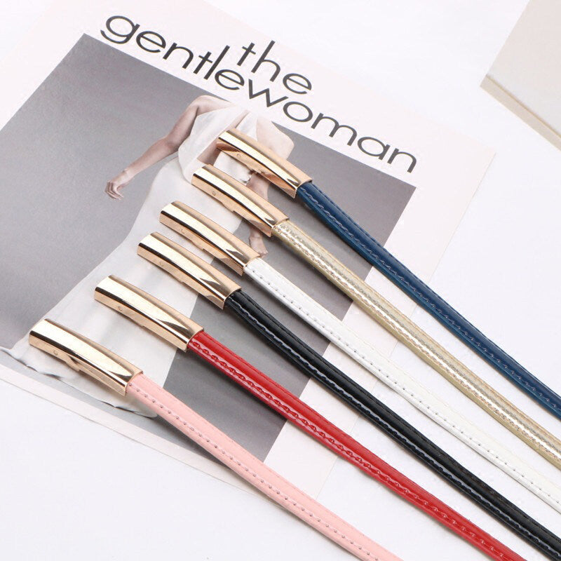 Cinturón de PU para mujer con cinturilla ajustable y hebilla dorada para vestidos y abrigos