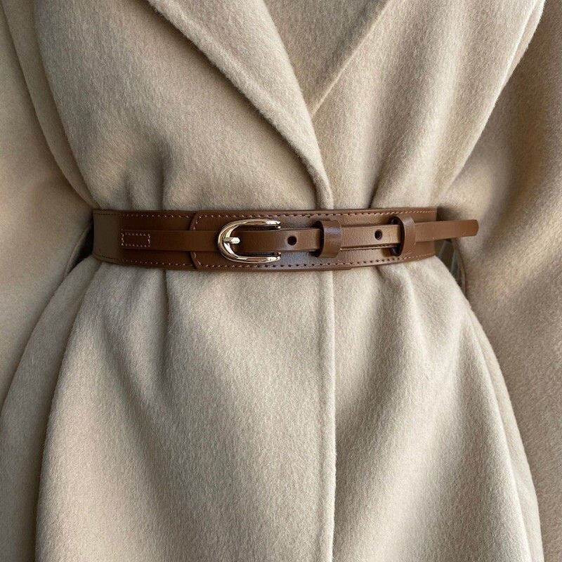 Women and Girls Vintage PU Waistbelt with Classic Pin Buckle Adjustable Dress Coat Accessory
