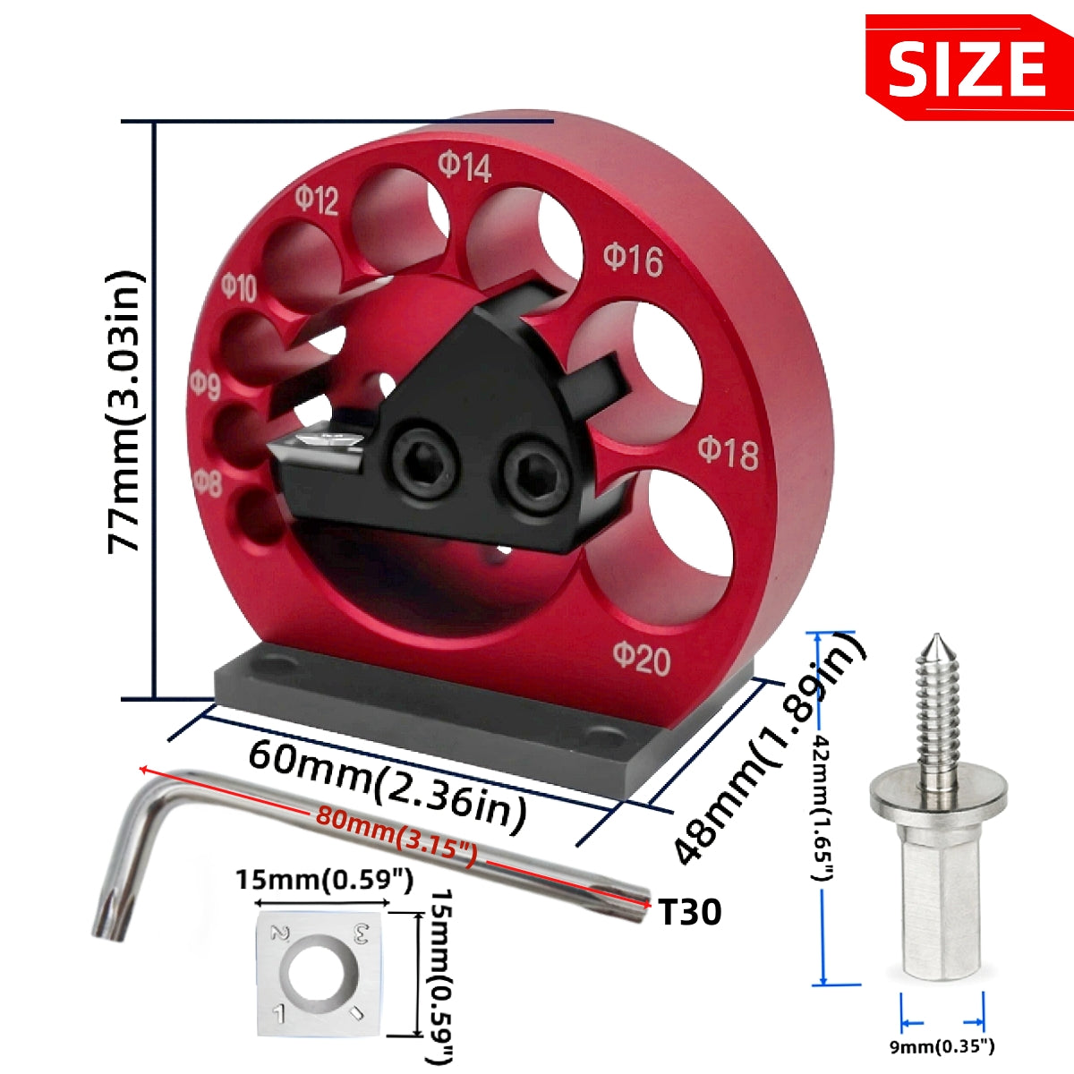 8-Hole Dowel Maker Jig Kit for Woodworking 8mm-20mm Round Rods Aluminum Alloy
