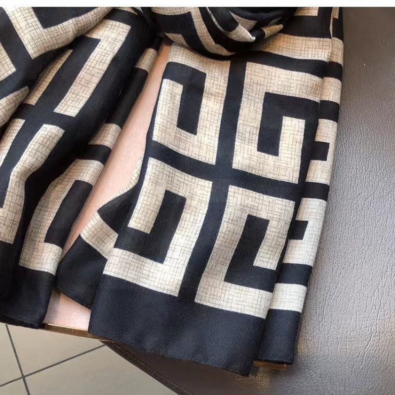 Геометрический шарф с узором для женщин, мягкий, дышащий, большой платок для осени и зимы