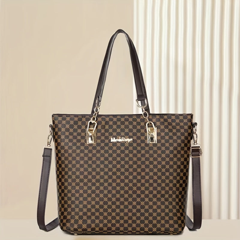 6-Piece Synthetic Leather Bag Set Tote Boston Clutch Purse Casual Commuter Shoulder Bag