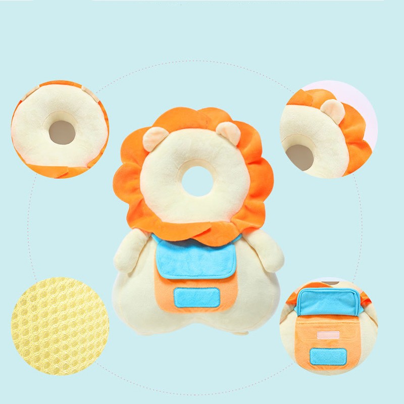 Kids Safety Pillow Yellow Adjustable Head Protection Pad with Fastening Belt