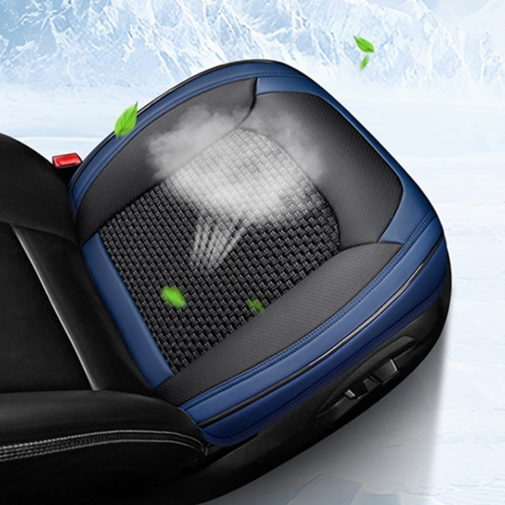 Funda de cojín de asiento de coche cuadrada de cuero sintético transpirable y de secado rápido, universal