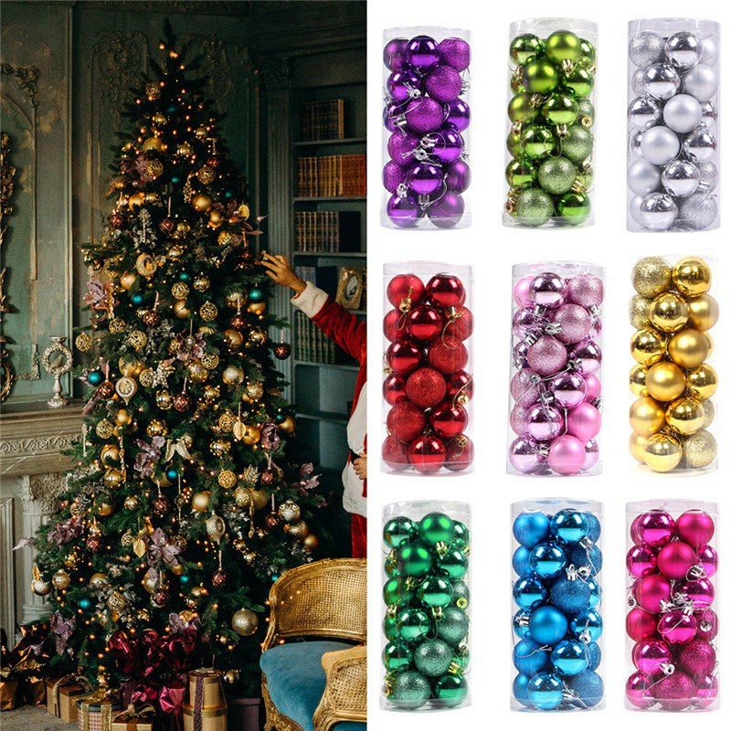 24 Mini Shatterproof Christmas Ball Ornaments in Multiple Colors for Tree Decoration