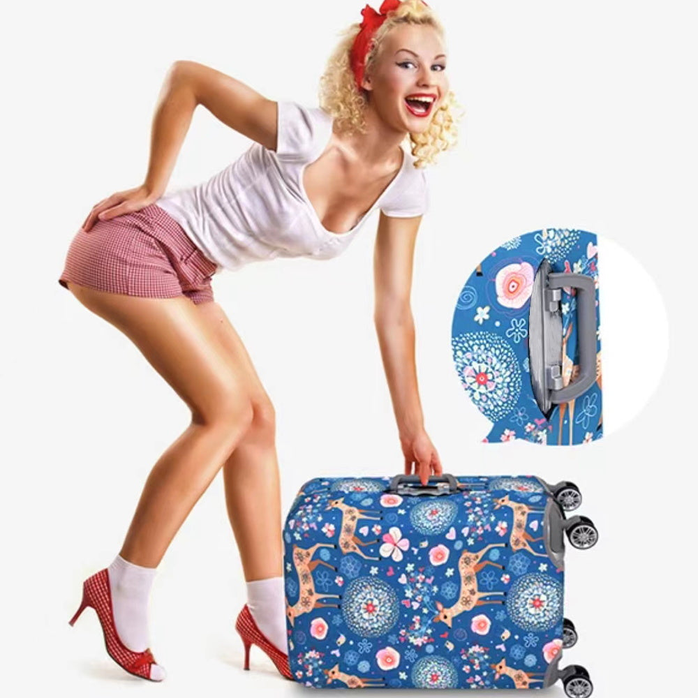 Cartoon Patterned Elastic Luggage Cover for Travel Suitcase or Duffle Case