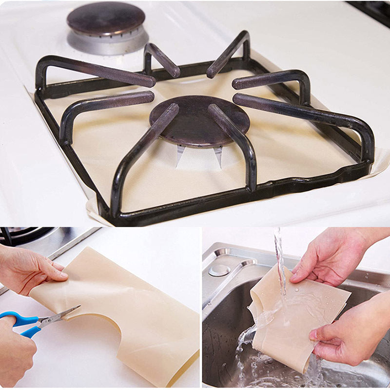 Set of 4 Heat Resistant PTFE Gas Stove Mats for Cleaning and Protection