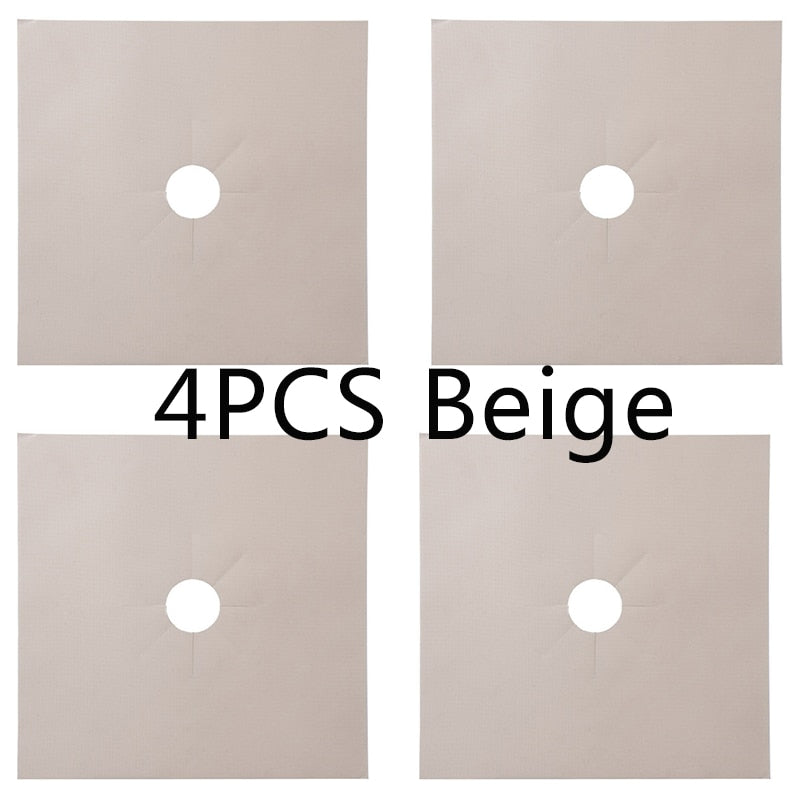 Set of 4 Heat Resistant PTFE Gas Stove Mats for Cleaning and Protection