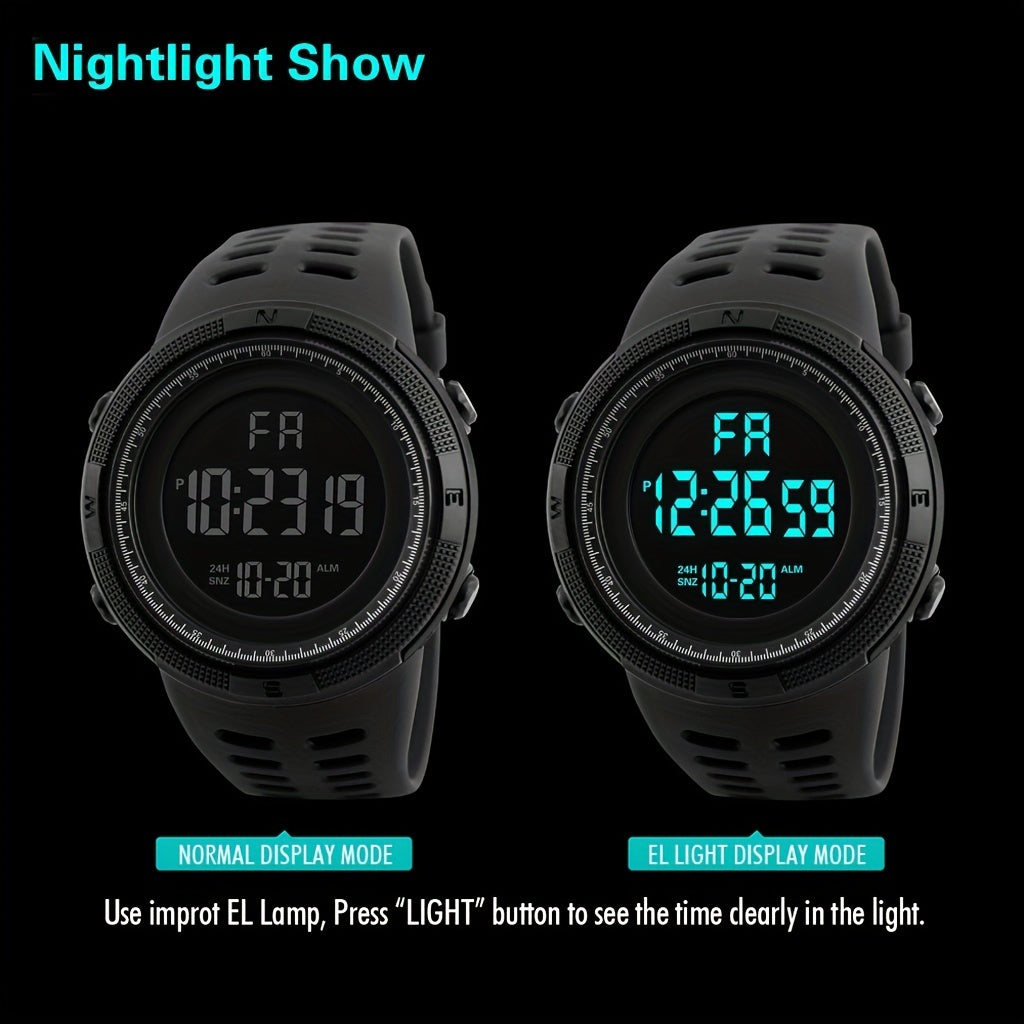Men Women Digital Sports Watch Large Dial Lighting Display TPU Band