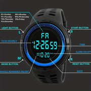 Men Women Digital Sports Watch Large Dial Lighting Display TPU Band