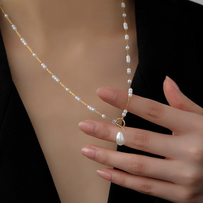 Elegant Baroque Freshwater Pearl Necklace for Women Long Simulation Pearl Chain