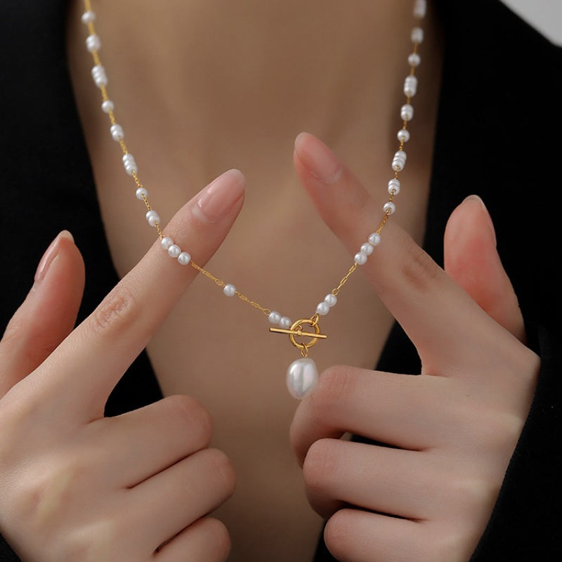 Elegant Baroque Freshwater Pearl Necklace for Women Long Simulation Pearl Chain
