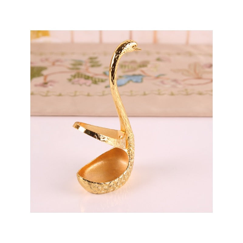 Dinnerware Set with Swan Base Stand and Spoons for Coffee and Desserts Stainless Steel