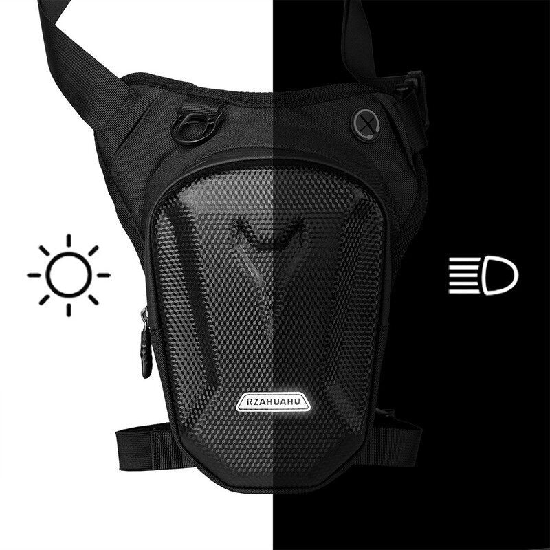 Bolsa de pierna para motocicleta unisex de EVA, ajustable, con cinturón, para exteriores