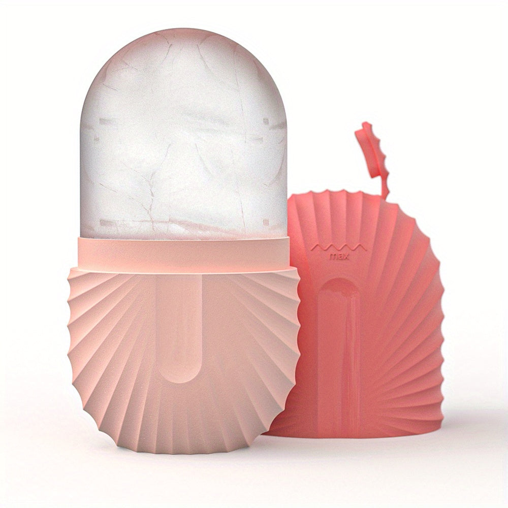 Yuz va ko'z uchun pushti silikon muz roliki, po'latni siqish, qora doiralarni kamaytirish, foydalanish uchun qulay.