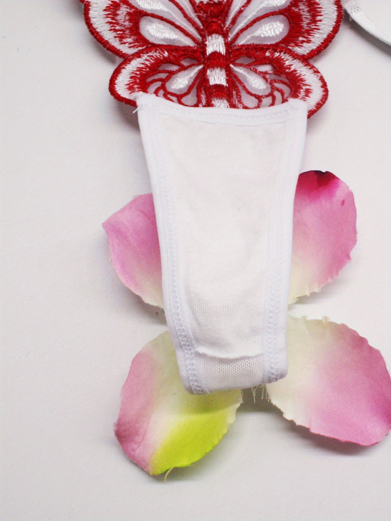 Pack de cinco tangas de mujer con bordado de mariposa, estilo V-String, ajustables, de punto de nylon y lencería