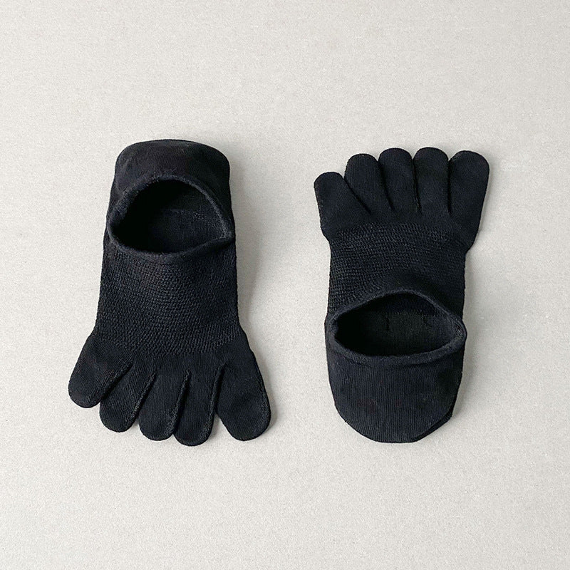 Breathable Mesh Five Finger Socks Polyester Spandex Knit Solid Color Non-Slip Low-Top