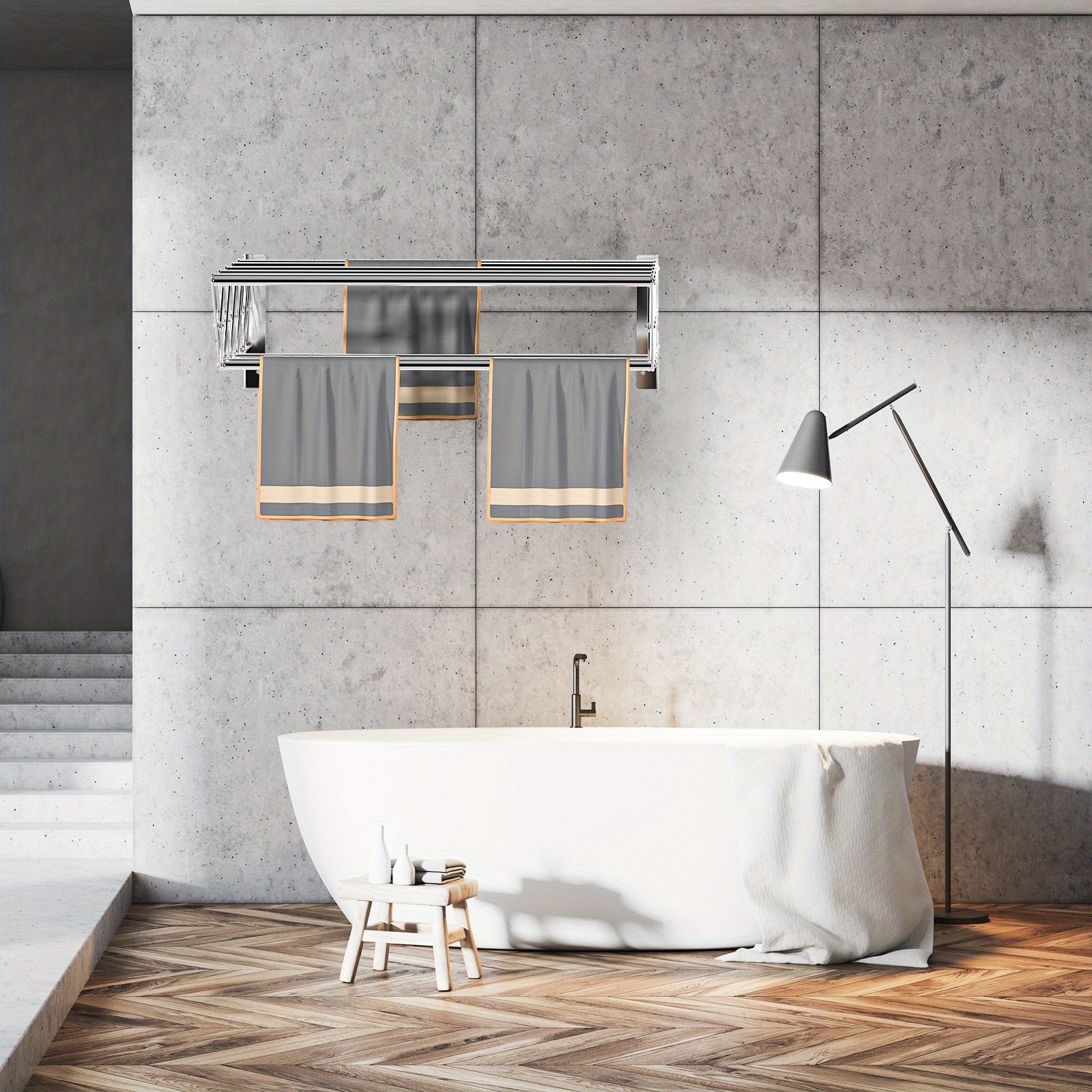 Wall Mounted Clothes Drying Rack Collapsible Space-Saving Multi-Functional