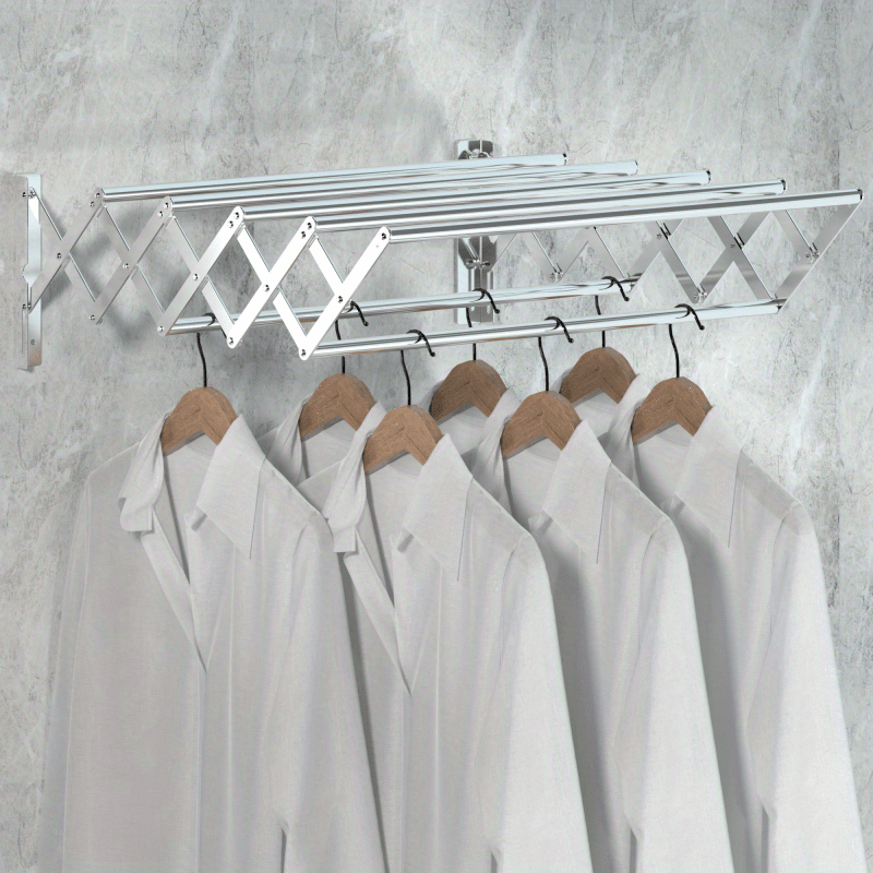 Wall Mounted Clothes Drying Rack Collapsible Space-Saving Multi-Functional