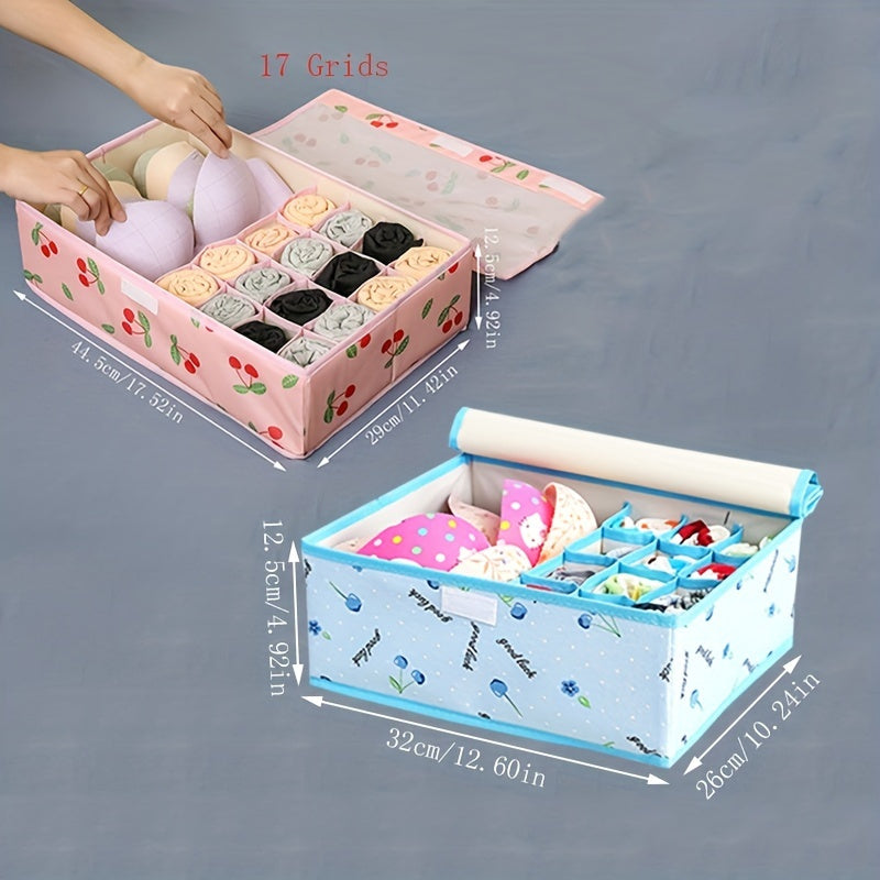 Rectangular Fabric Storage Box for Underwear Socks and Cosmetics with Lid