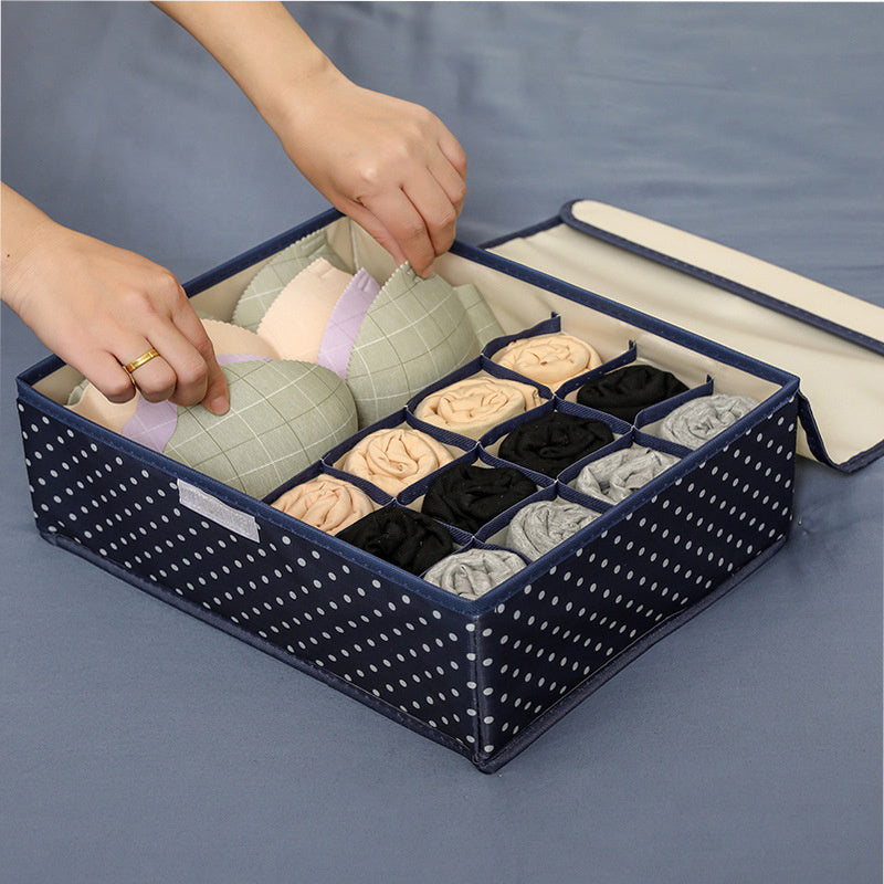 Rectangular Fabric Storage Box for Underwear Socks and Cosmetics with Lid
