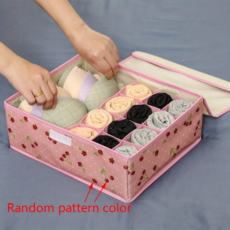 Rectangular Fabric Storage Box for Underwear Socks and Cosmetics with Lid