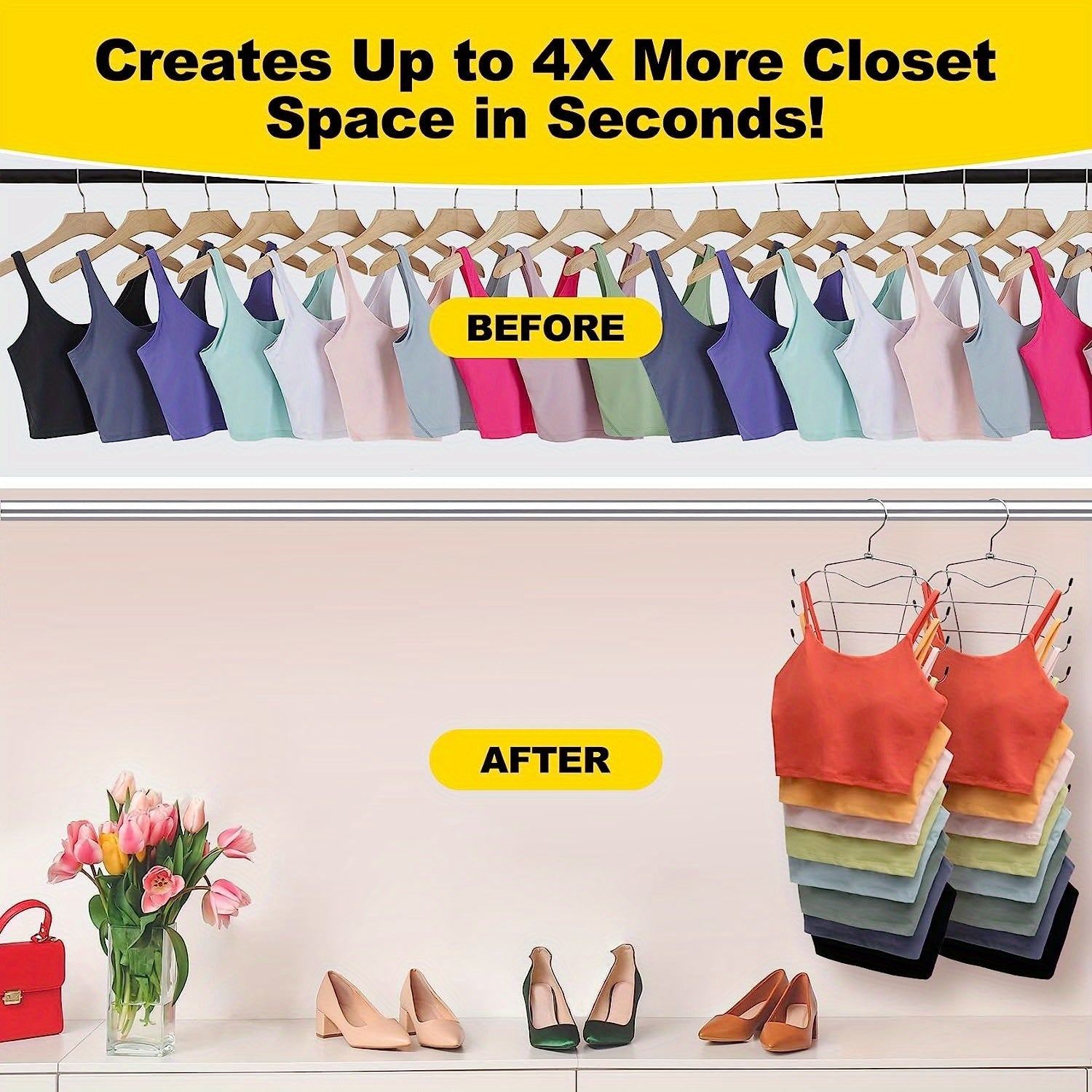 8-Tier Tank Top Hanger Closet Organizer Space-Saving Dorm Apartment Storage