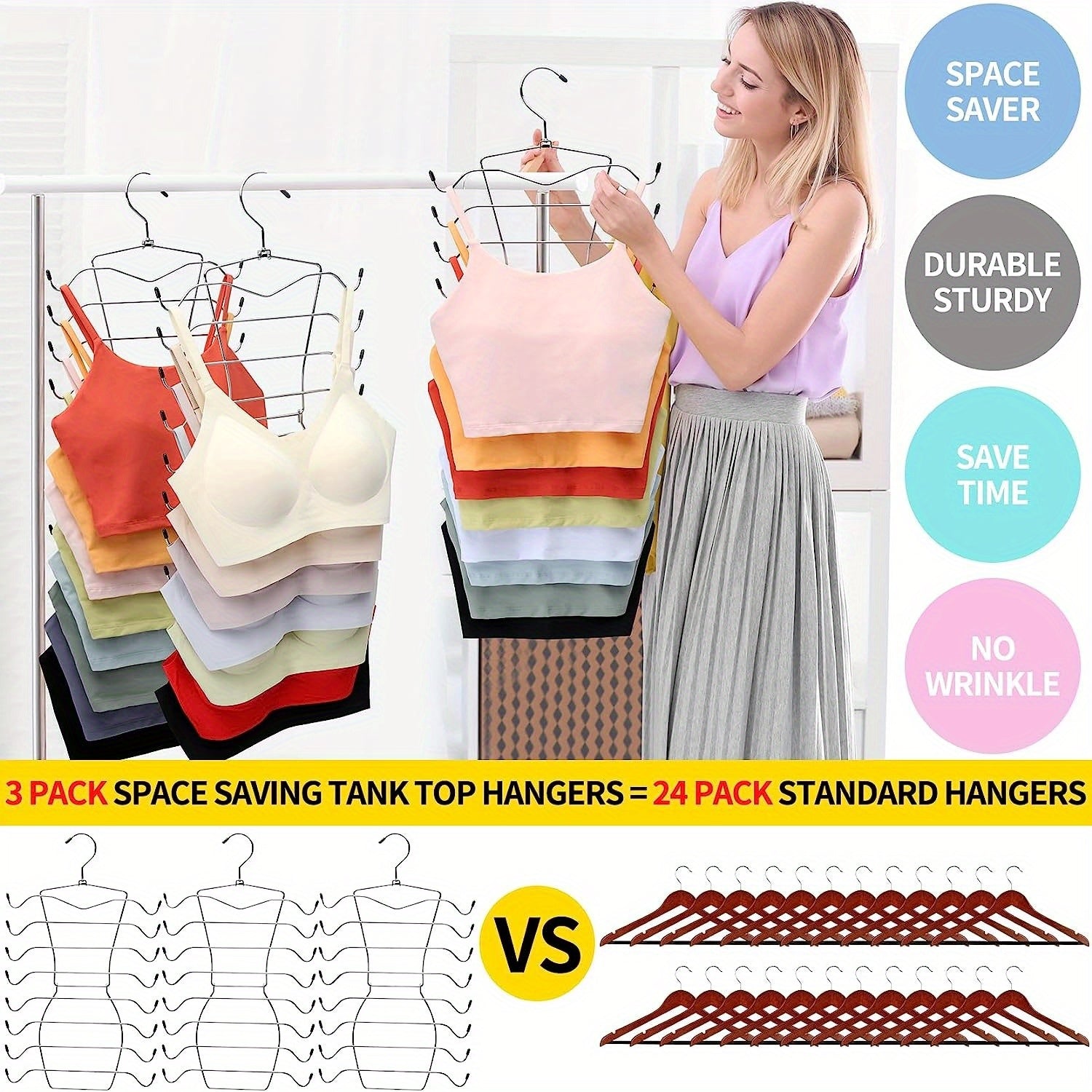8-Tier Tank Top Hanger Closet Organizer Space-Saving Dorm Apartment Storage