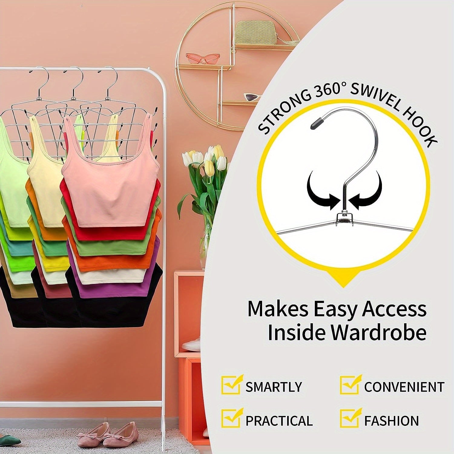 8-Tier Tank Top Hanger Closet Organizer Space-Saving Dorm Apartment Storage